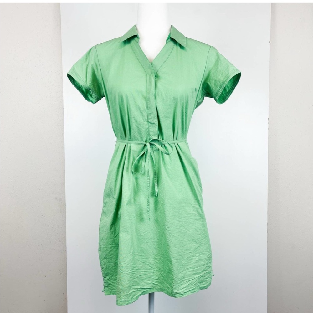 Columbia Womens Size S Popover Mini Shirt Dress w Pockets Lime Green Stretch